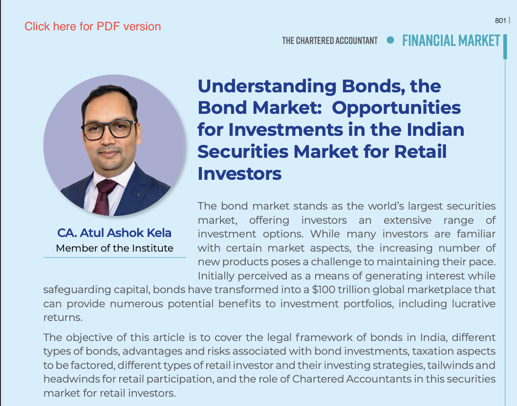 Understanding Bonds, the Bond Market: Opportunities for Investments in Indian Securities Market for Retail Investors