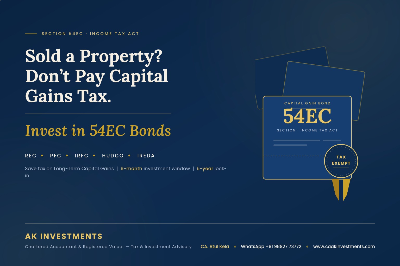 Sold a Property? Don’t Pay Capital Gains Tax – Invest in 54EC Bonds